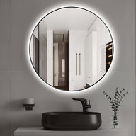 Round Touchless Back-Lit Matte Black 600mm LED Mirror - Three Light Temperatures | Indulge Bathroom
