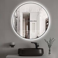 Round Touchless Back-Lit Matte Black 600mm LED Mirror - Three Light Temperatures | Indulge Bathroom
