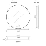Round Touchless Back-Lit Matte Black 800mm LED Mirror - Three Light Temperatures | Indulge Bathroom