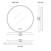 Round Touchless Back-Lit Matte Black 800mm LED Mirror - Three Light Temperatures | Indulge Bathroom