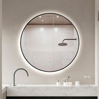 Round Touchless Back-Lit Matte Black 800mm LED Mirror - Three Light Temperatures | Indulge Bathroom