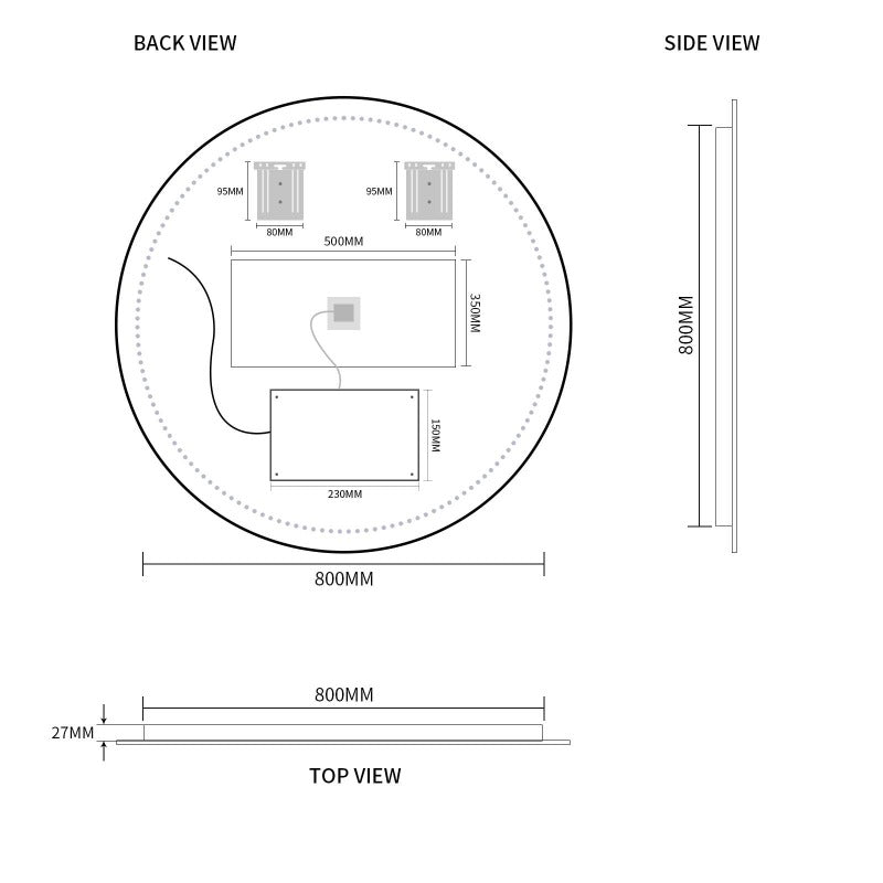 Round Touchless 800mm LED Mirror - Three Light Temperatures | Indulge Bathroom