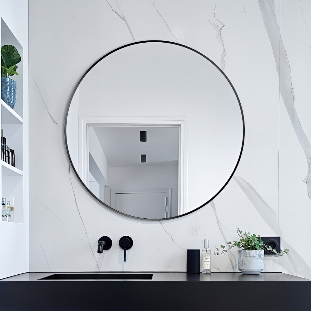Round 600mm Matte Black Framed Mirror | Indulge Bathroom