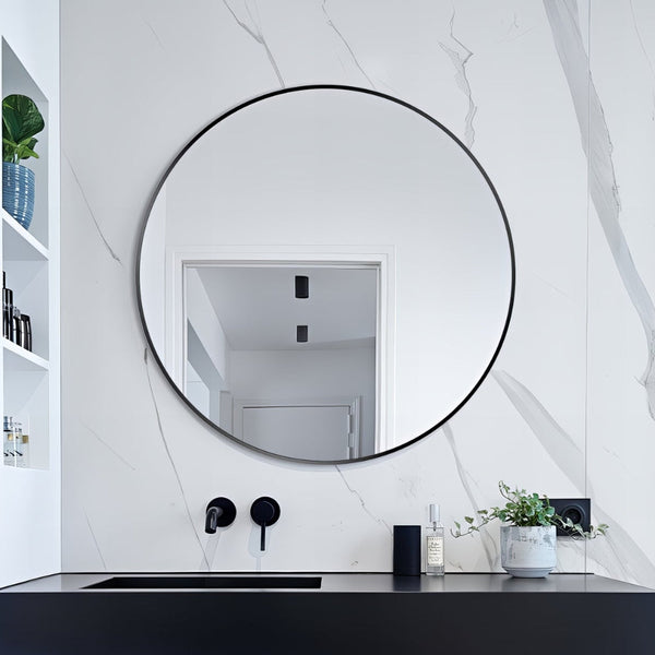 Round 600mm Matte Black Framed Mirror | Indulge Bathroom