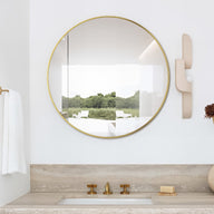 Round 600mm Brushed Gold Framed Mirror | Indulge Bathroom