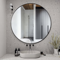 Round 800mm Matte Black Framed Mirror | Indulge Bathroom