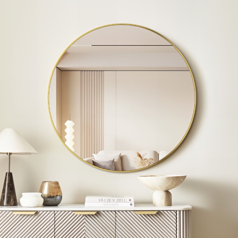 Round 800mm Brushed Gold Framed Mirror | Indulge Bathroom
