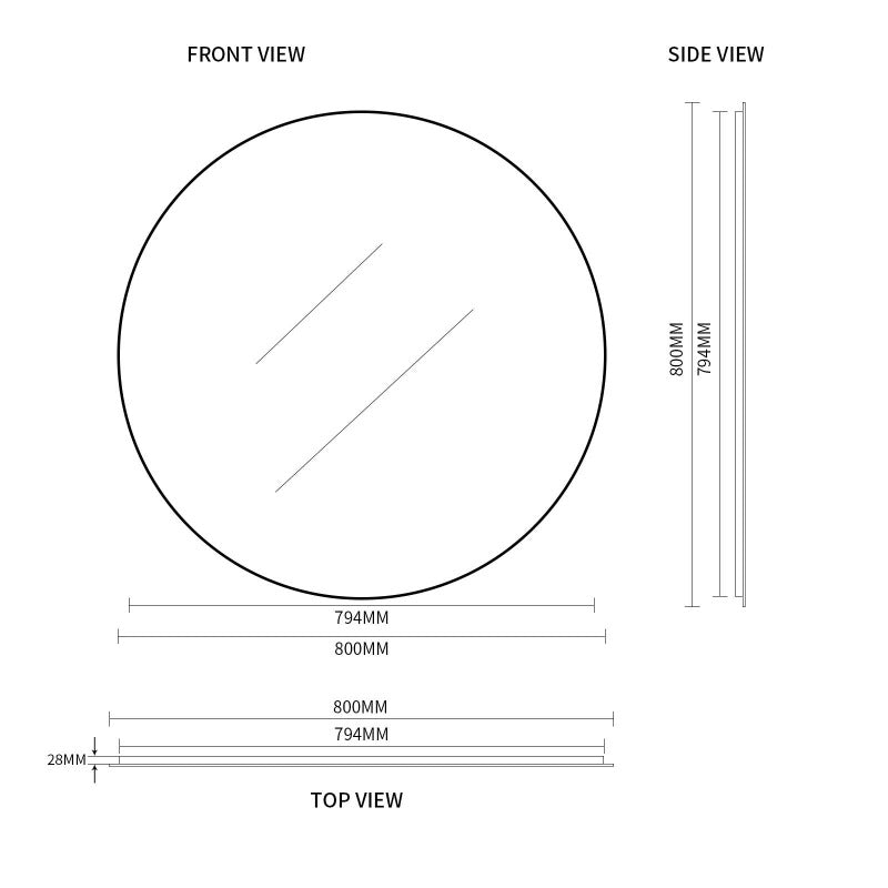 Round 800mm Matte Black Framed Mirror | Indulge Bathroom