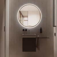 Round Touchless Back-Lit Matte Black 600mm LED Mirror - Three Light Temperatures | Indulge Bathroom