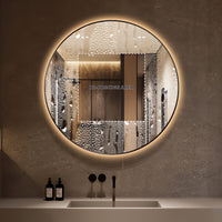 Round Touchless Back-Lit Matte Black 800mm LED Mirror - Three Light Temperatures | Indulge Bathroom