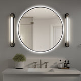 Round Touchless Back-Lit Matte Black 800mm LED Mirror - Three Light Temperatures | Indulge Bathroom