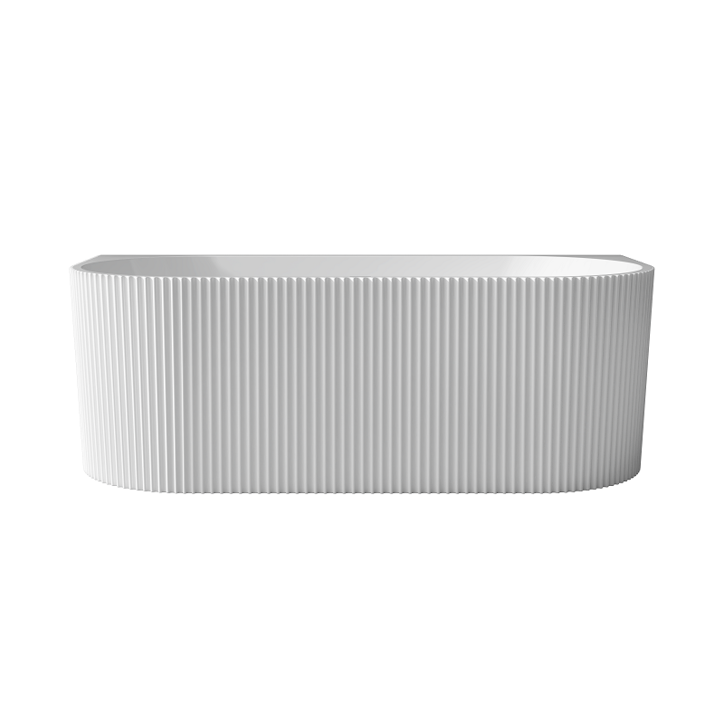 Ronda Fluted Gloss 1500mm V Groove Back to Wall Round Freestanding Bath | Indulge Bathroom