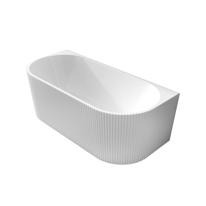 Ronda Fluted Gloss 1500mm V Groove Back to Wall Round Freestanding Bath | Indulge Bathroom