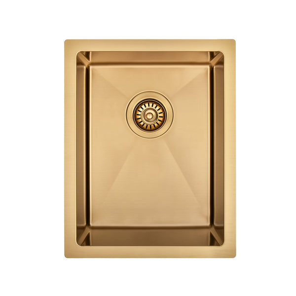 Brushed Gold 350 x 450 x 230mm Kitchen & Laundry Sink | Indulge Bathroom