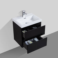 Sella 500mm Ensuite Matte Black Wall Hung Vanity | Indulge Bathroom