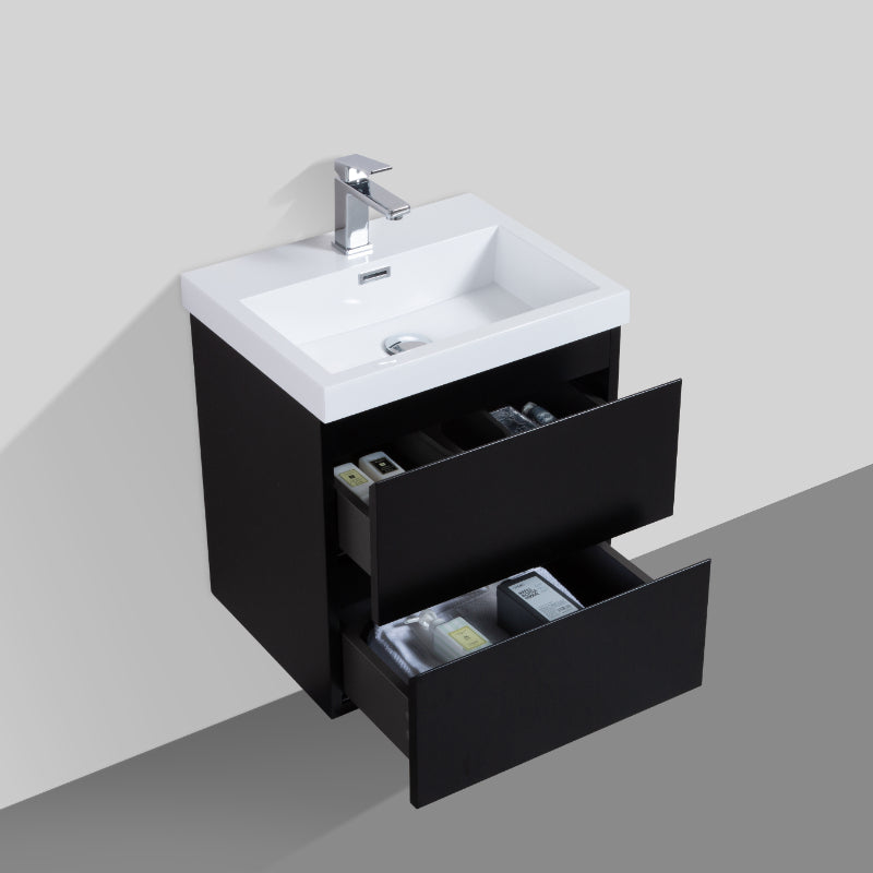Sella 500mm Ensuite Matte Black Wall Hung Vanity | Indulge Bathroom