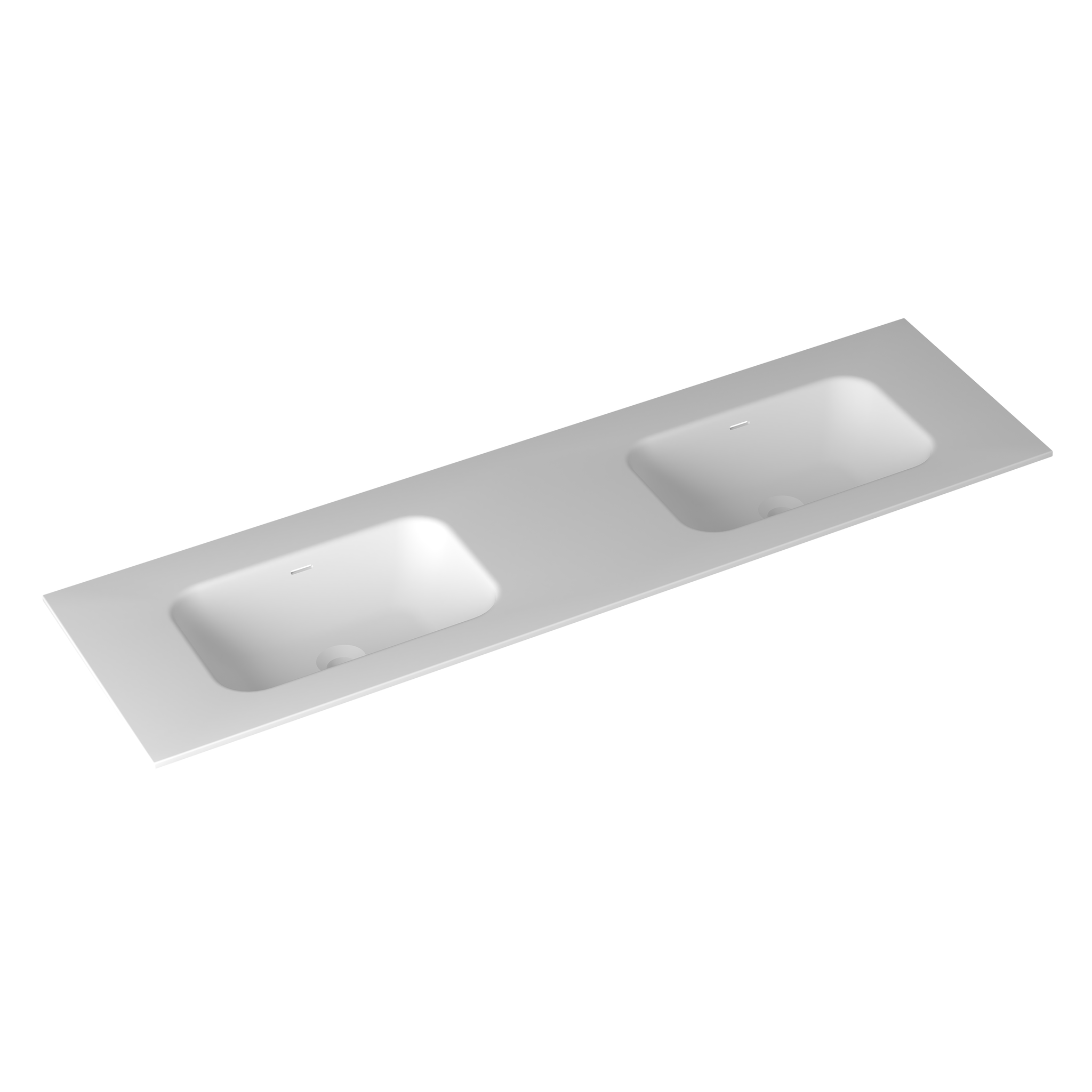 1500mm Double Square Matte White Solid Surface Stone Integrated Top with Overflow | Indulge Bathroom