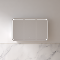 Tetra LED 1200 x 750mm Matte White Soft Square Shaving Cabinet | Indulge Bathroom