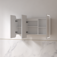 Tetra LED 1200 x 750mm Matte White Soft Square Shaving Cabinet | Indulge Bathroom