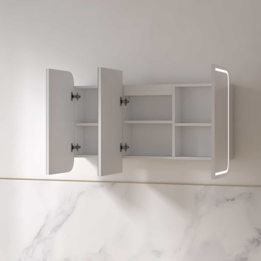 Tetra LED 1200 x 750mm Matte White Soft Square Shaving Cabinet | Indulge Bathroom
