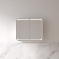 Tetra LED 900 x 750mm Matte White Soft Square Shaving Cabinet | Indulge Bathroom