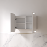 Tetra LED 900 x 750mm Matte White Soft Square Shaving Cabinet | Indulge Bathroom