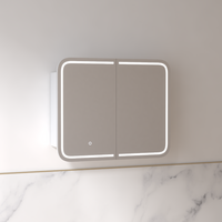Tetra LED 900 x 750mm Matte White Soft Square Shaving Cabinet | Indulge Bathroom