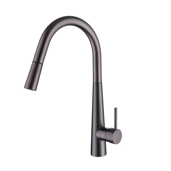 Tivra Gun Metal Round Pull-Out Kitchen Mixer | Indulge Bathroom