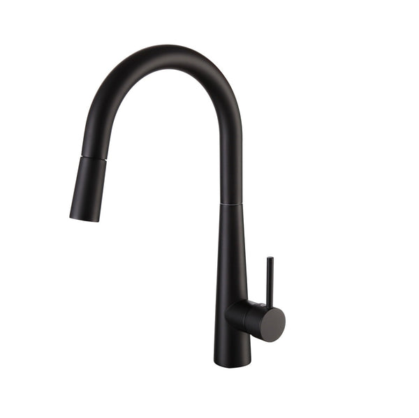 Tivra Matte Black Round Pull-Out Kitchen Mixer | Indulge Bathroom