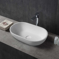 Vara 560mm Solid Surface Stone Oval Above Counter Basin | Indulge Bathroom