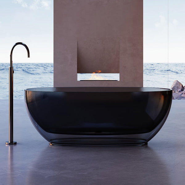 Vetra 1700mm Black Translucenct Resin Stone Freestanding Bath Tub | Indulge Bathroom