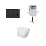 Geberit Cremona Rimless Tornado In Wall Toilet Suite Package - Matte Black Round Button | Indulge Bathroom