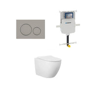 Geberit Cremona Rimless Tornado In Wall Toilet Suite Package - Round Gun Metal Button | Indulge Bathroom