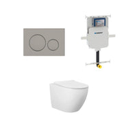 Geberit Cremona Rimless Tornado In Wall Toilet Suite Package - Round Gun Metal Button | Indulge Bathroom