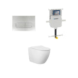 Geberit Cremona Rimless Tornado In Wall Toilet Suite Package - Brushed Nickel Button | Indulge Bathroom