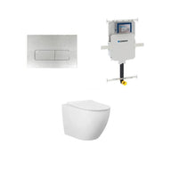 Geberit Cremona Rimless Tornado In Wall Toilet Suite Package - Brushed Nickel Button | Indulge Bathroom