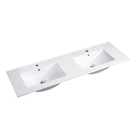 1200mm Double Bowl Slimline Standard Ceramic Top with Overflow | Indulge Bathroom