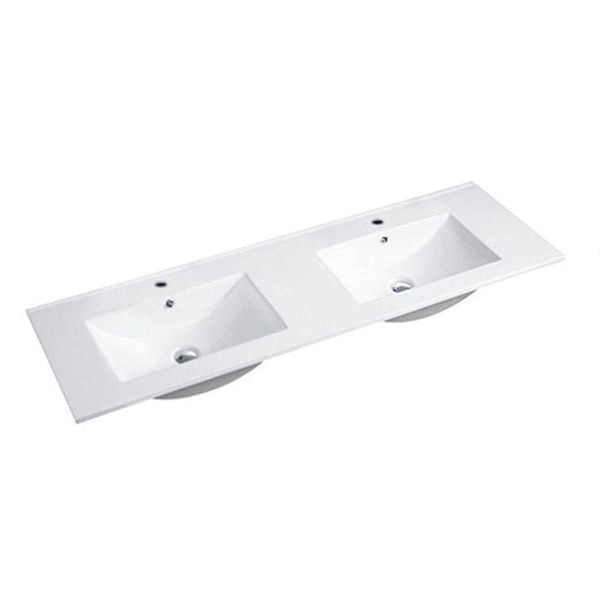 1200mm Double Bowl Slimline Standard Ceramic Top with Overflow | Indulge Bathroom