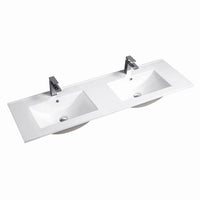 1500mm Double Bowl Slimline Standard Ceramic Top with Overflow | Indulge Bathroom