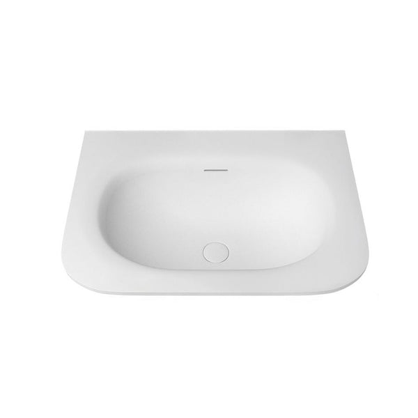 600mm Curved Matte White Solid Surface Stone Integrated Top with Overflow | Indulge Bathroom