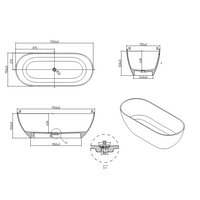 Fiora 1750mm Stone Matte White Freestanding Bath Tub | Indulge Bathroom