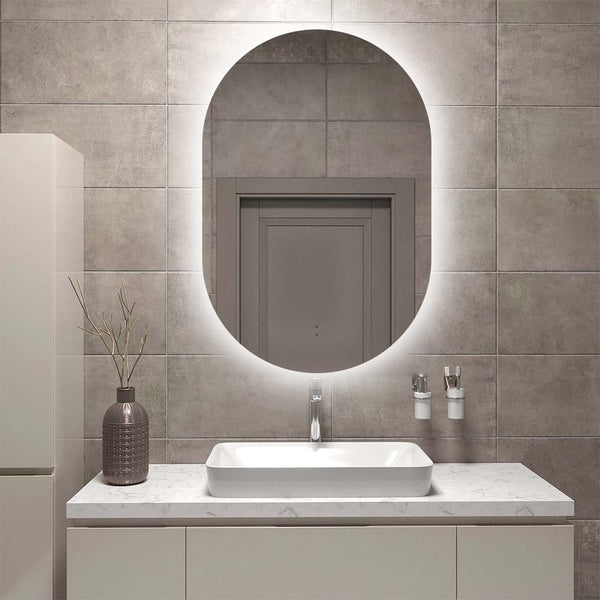 Oval Pill Touchless 600 x 900 LED Mirror - Three Light Temperatures | Indulge Bathroom