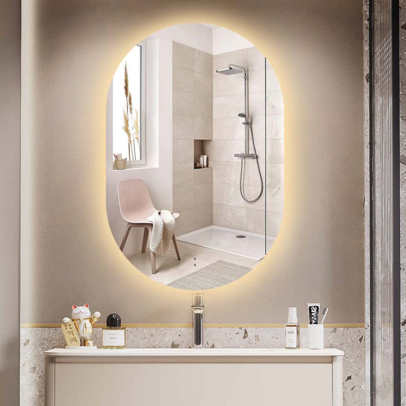 Oval Pill Touchless 600 x 900 LED Mirror - Three Light Temperatures | Indulge Bathroom