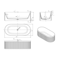 Kelsa 1700mm Stone Fluted Matte White Freestanding Bath Tub | Indulge Bathroom