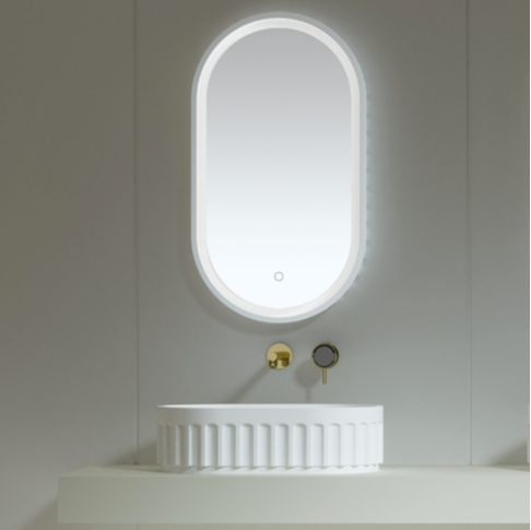 Kelsa 560mm Fluted Solid Surface Stone Oval Above Counter Basin | Indulge Bathroom