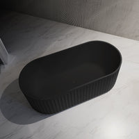 Kelsa Fluted 1700mm Matte Black Designer Round Freestanding Bath | Indulge Bathroom