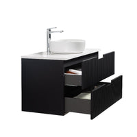 Kelsa 900 Fluted Matte Black Wall Hung Vanity | Indulge Bathroom