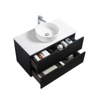 Kelsa 900 Fluted Matte Black Wall Hung Vanity | Indulge Bathroom