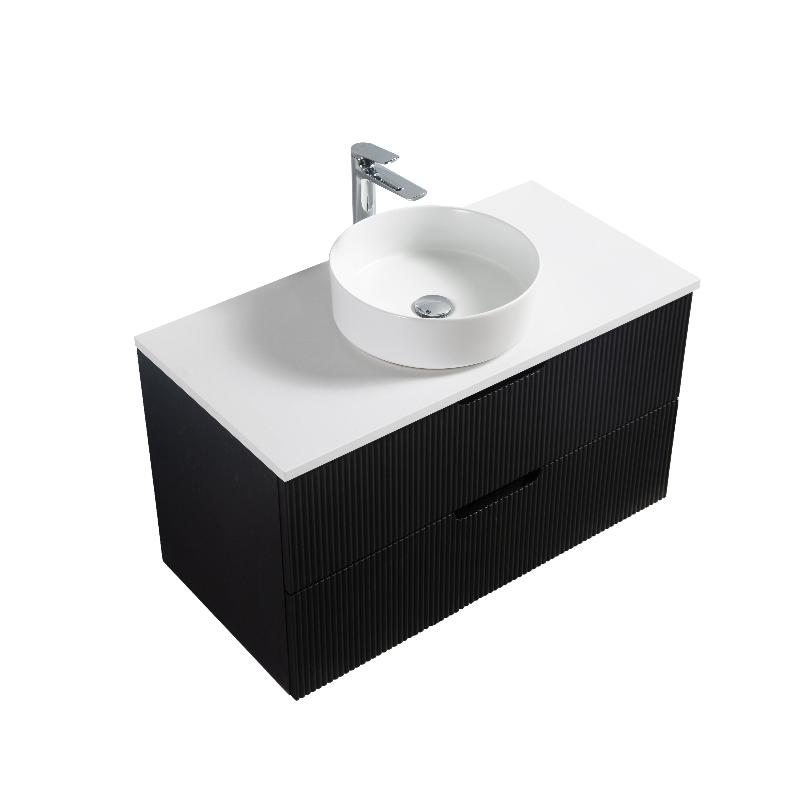 Kelsa 900 Fluted Matte Black Wall Hung Vanity | Indulge Bathroom