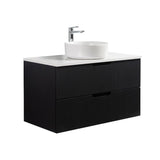 Kelsa 900 Fluted Matte Black Wall Hung Vanity | Indulge Bathroom